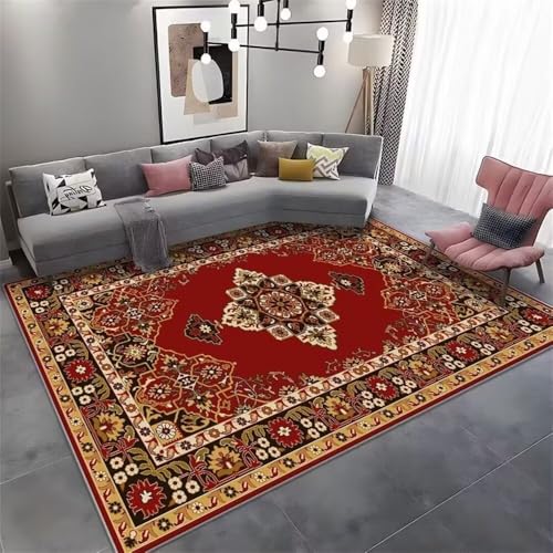 RUGMRZ Rosso. Base Antideslizante Alfombras 60x90CM Barata Alfombra Floral Retro. Protectora Silla OficinaAlfombra Carretera Infantil