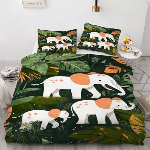 Housse de couette 160x200 éléphant en microfibre douce avec zip - 2