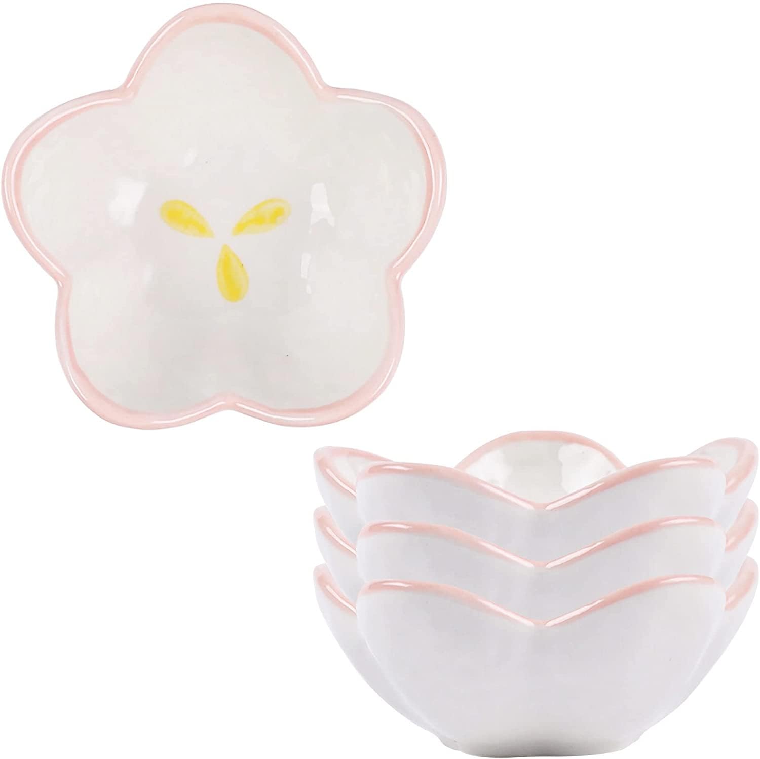 Essteller, Pastaschüssel, Suppenteller, Suppenteller, Essteller, Suppenbecher, Sojasaucen-Geschirrset, Keramik-Dip-Schalen, Saucenschalen, Tapas-Schalen, Dessert-Geschirrset mit Blumenmuster, Snack-Ei