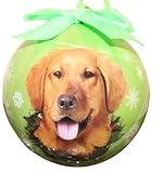 E&S Pets Golden Retriever Christmas Ornament Shatter Proof Ball, 3.25x3.25x3.x25