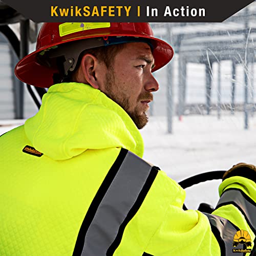 Kwiksafety - Charlotte, Nc - Sage Safety Jacket [Premium Quilted Stitching] Class 3 Ansi Tested Osha Compliant Mens Fleece Hoodie/Yellow Small #TOP6