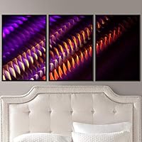 3 Piece Framed Canvas Wall Art Abstract Geometric Lights Mixed Media Canvas Prints Home Artwork Decoration for Living Room,Bedroom - 16