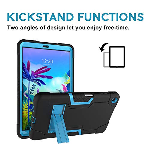 Cherrry For Lg G Pad 5 10.1 Inch Tablet Case,Heavy-Duty Drop-Proof And Shock-Resistant Hybrid Case(With Built-In Stand), For Lg G Pad 5 10.1 Inch Fhd Tablet 2019 (Black+Blue) #TOP5