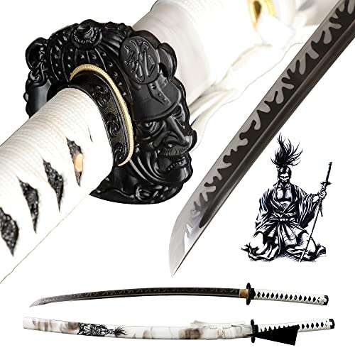 CHENGYING Katana Sword,Real 41 Inch 3.42 Pound Full Tang White Japanese Samurai Sword CY-2022ABUA-1,We Provide a Variety Katanas,Perfect for Gifts and Collections (1.White Samurai)