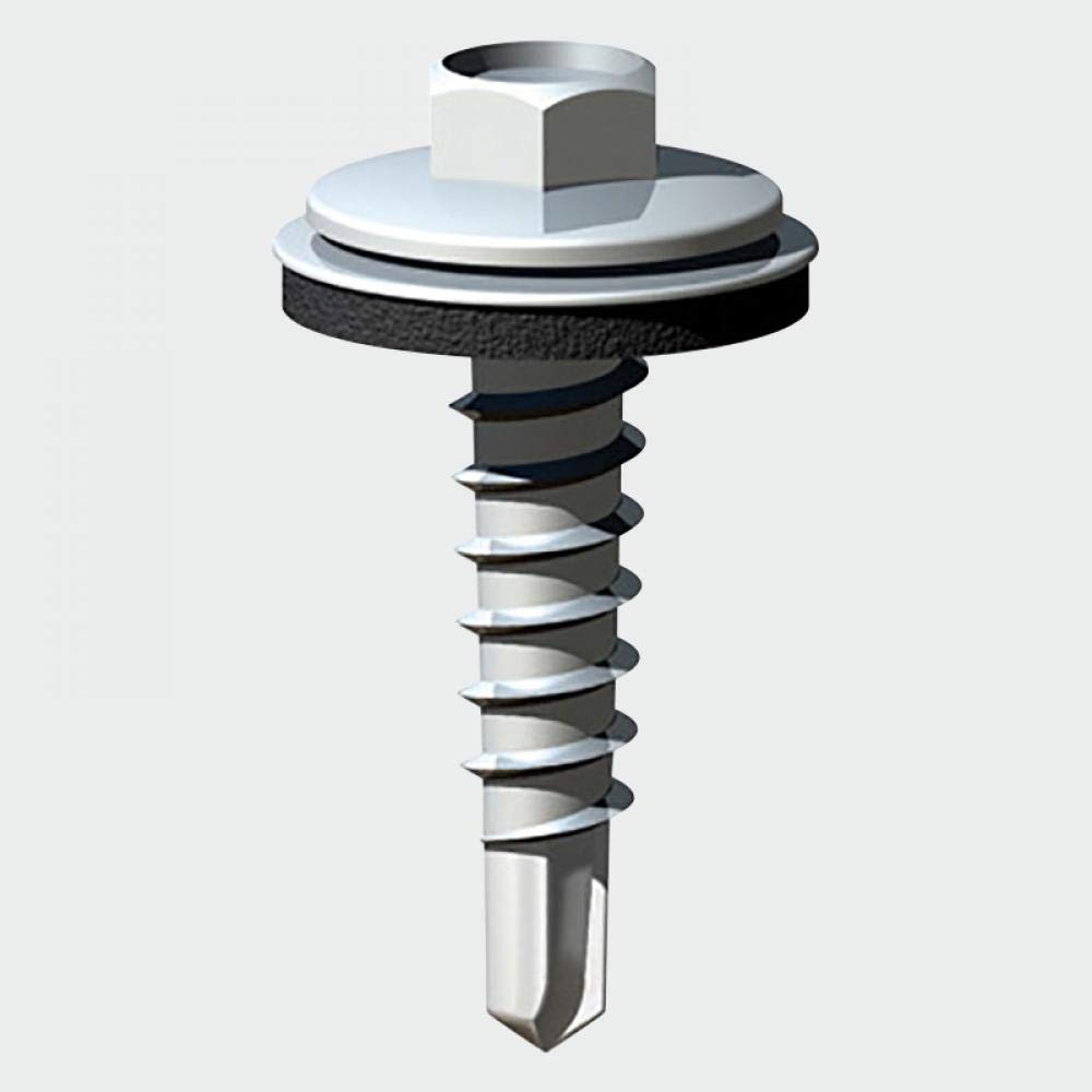 TIMCO Hex Stitching Screw - 6.3 x 25 and Washer M16 - Silver Ruspert - Box of 100