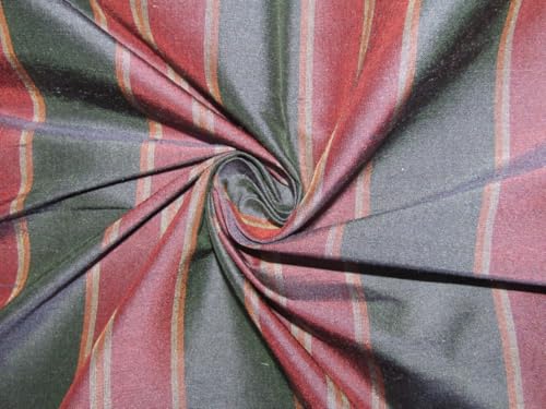 Soie à rayures bleues et vertes DUPNEWS7 étoffe de luxe dupion 137 cm de large