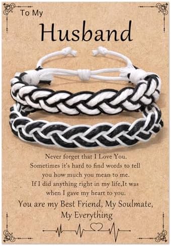 Raicegs Matching Bracelets Couple Gifts for Boyfriend Girlfriend Wife Husband Valentines Day Birthday Christmas Gifts for Her Him Women Men, 6.7"-10", Cotton, no gemstone