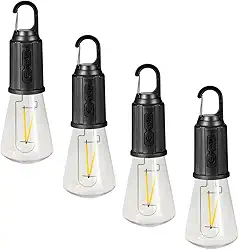 Kit 4 Lâmpadas LED Recarregáveis para Acampamento e Pesca, Longa Duração