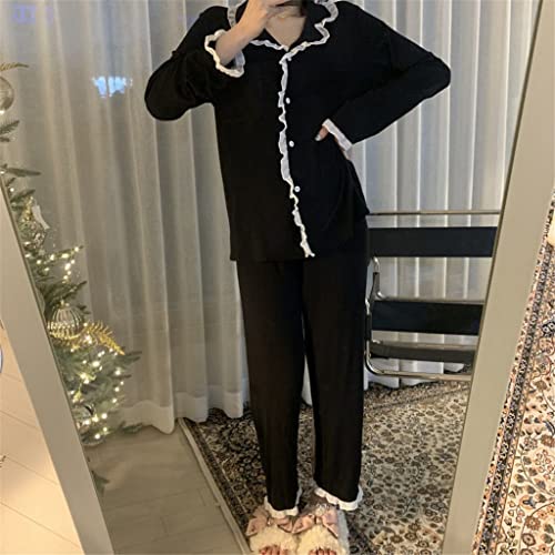 Pyjamas à rayures en coton LJIANGD ensemble d'été ample pour vos matins cocooning - 3