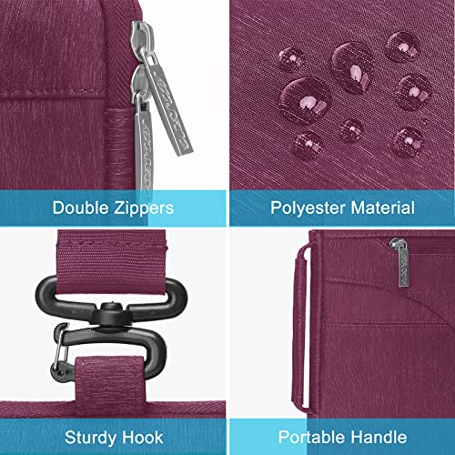 MOSISO Laptop Shoulder Bag Compatible with MacBook Air/Pro,13-13.3 inch Notebook,Compatible with MacBook Pro 14 2023-2021 A2779 M2 A2442 M1, Polyester Briefcase Sleeve with Side Handle, Burgundy4