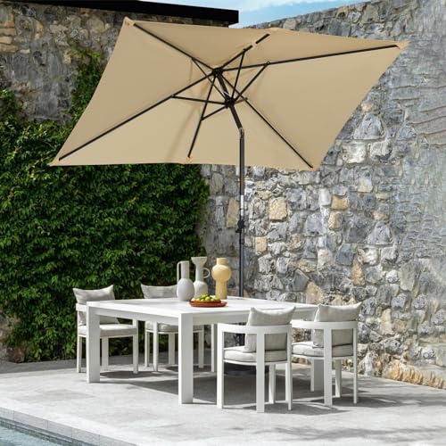 Parasol inclinado con manivela Angel Living sombrilla de jardín rectangular con mástil de 38mm 7