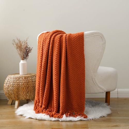 Image of BATTILO HOME Burnt Orange Throw Blanket for Couch, 60 inchx80 inch