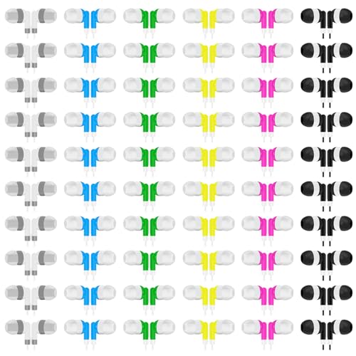 ZHENWAY 60 Pack Earbuds Bulk Kids Classroom Headphones for School Travel or Home Use(6 Color)