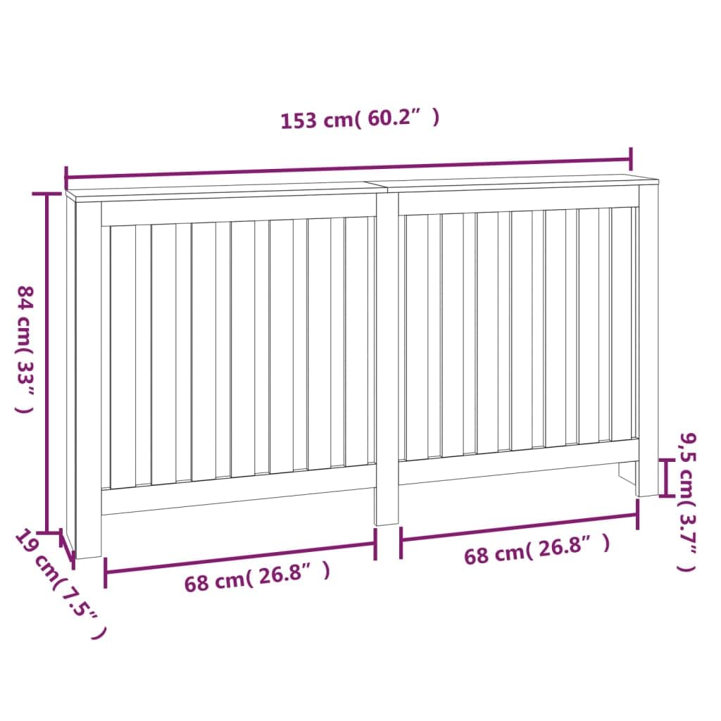 vidaXL Heizkörperverkleidung Lamellen-Design Heizungsabdeckung Heizungsverkleidung Heizung Abdeckung Heizkörper 153x19x84cm Massivholz Kiefer
