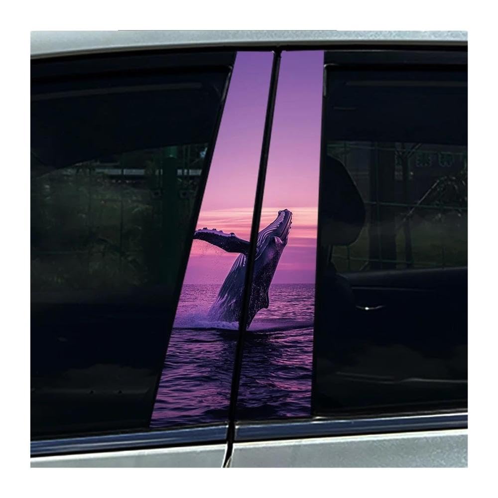 Body Parts 2PCS Car Center Pillar Sticker Animal Lion Giraffe Auto B Pillar Protective Film Decals(Type A)