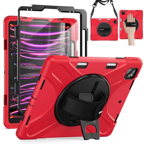 Coque iPad Pro 12.9 antichoc avec protection écran et support rouge