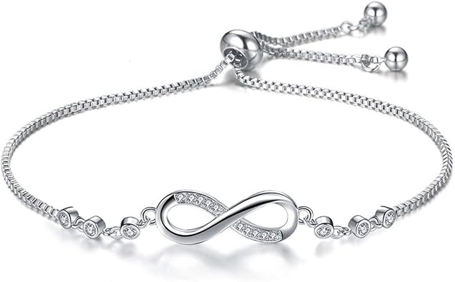 ASHMITA Fashion Infinity Bracelet for Women Girl Silver Bracelet Adjustable Everyday Jewelry