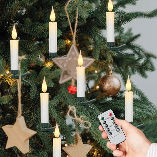 Eldnacele 10 stk LED Lichterkette Kerzen mit Fernbedienung, Timer und...