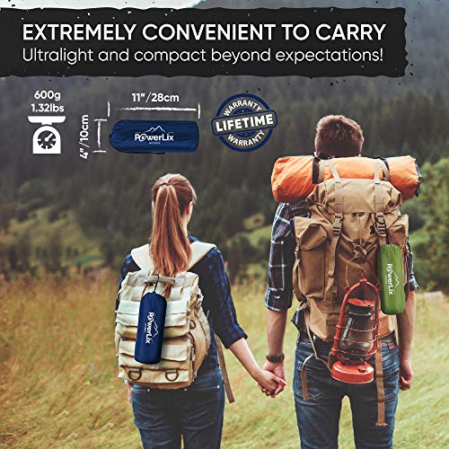 Powerlix Sleeping Pad - Ultralight Inflatable Sleeping Mat, Ultimate For Camping, Backpacking, Hiking - Airpad, Inflating Bag, Carry Bag, Repair Kit - Compact & Lightweight Air Mattress (Navy Blue) #TOP2