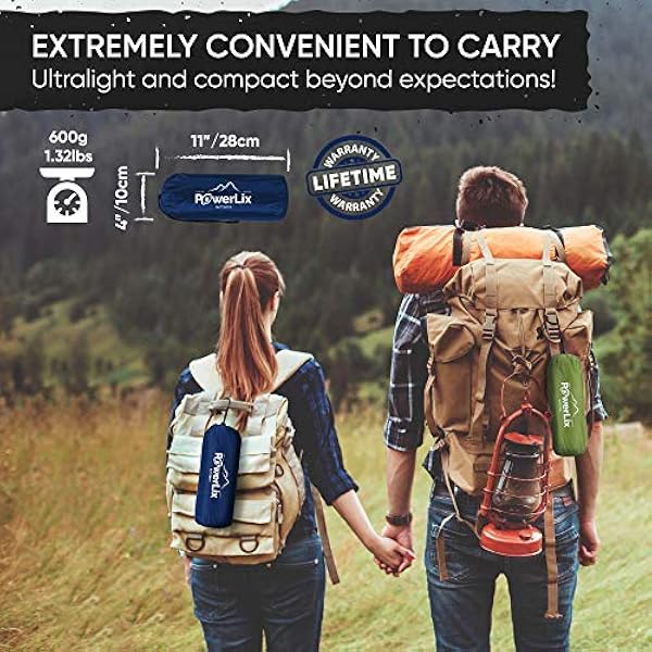 POWERLIX Camping Mat Opblaasbare Slaapmat - Ultralight Slaapmat, Compact & Lichtgewicht Camping Matras voor Rugzakken, Wandelen, Outdoor - Airpad, Opblaaszak, Draagtas, Reparatieset