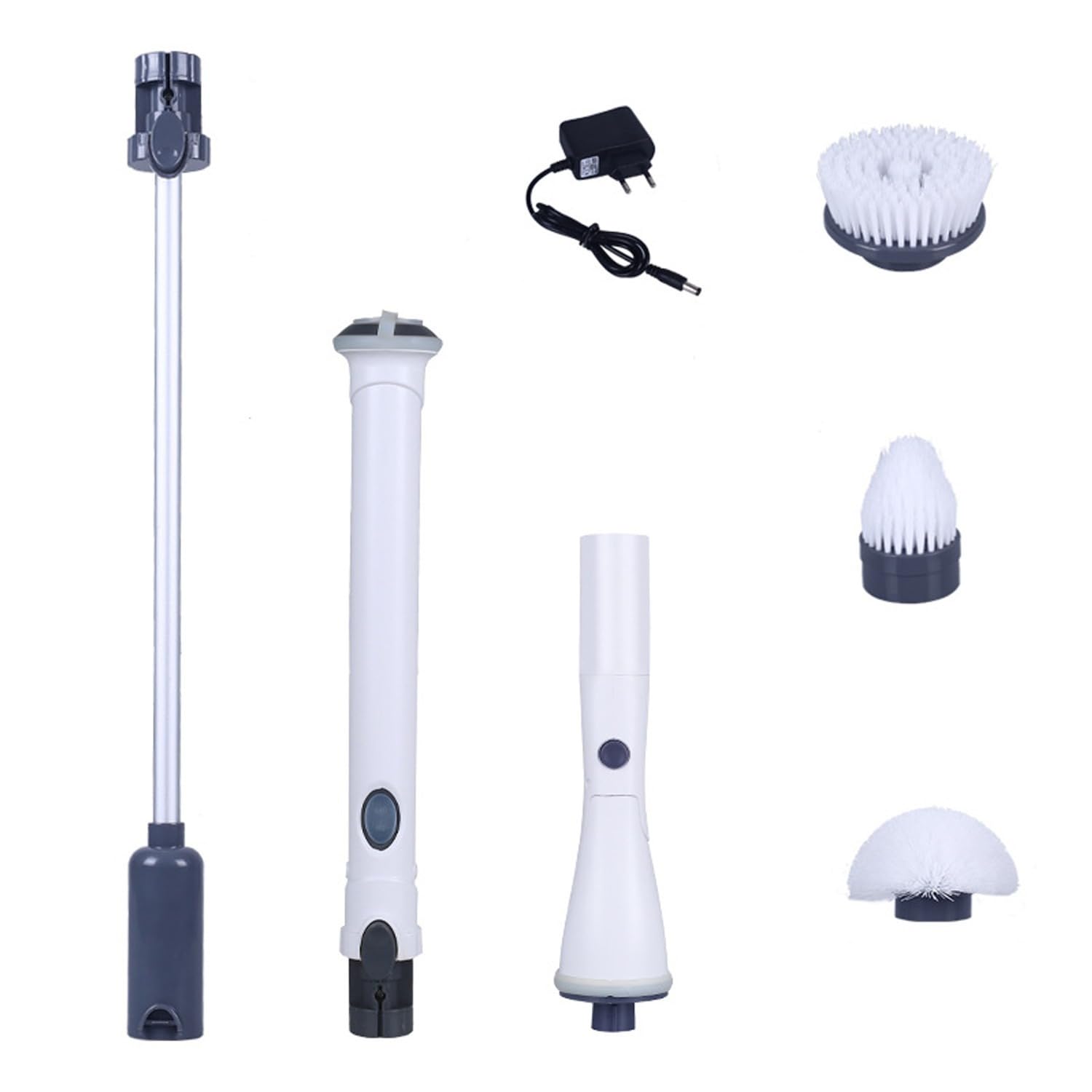 Electric Spin Scrubber Cordless Cleaning Brush with 3 Replaceable Brush Heads Adjustable Detachable Handle Waterproof Power Scrubber for