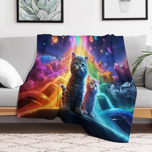 Couverture chat en flanelle douce, idée cadeau confortable