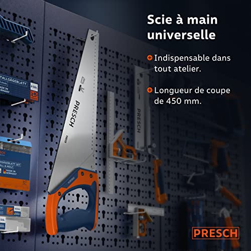 Presch Scie égoïne à main 450 mm - Scie à bois avec traçages à 45° et 90° - Scie à main professionnelle pour couper bois, pvc et sols stratifiés - Hand Saw – Image 4