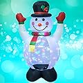 TRMESIA 4ft Inflatable Snowman Decoration for Outdoor Yard, Blow up Hollow Snowman with Lights for Lawn Indoor Party Props, Christmas Lighted Decor