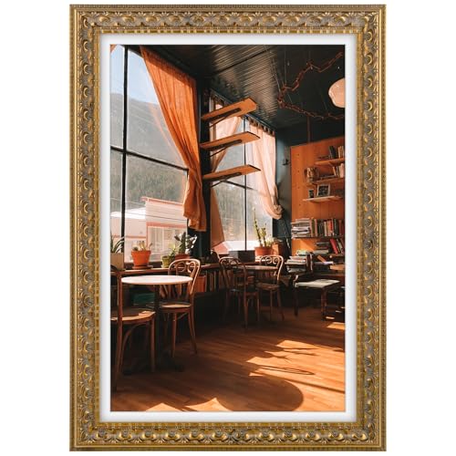 Image of Golden State Art, 12X18 Ornate Finish Photo Frame With White Mat for 11X17 Picture & Real Glass, Color: Bronze
