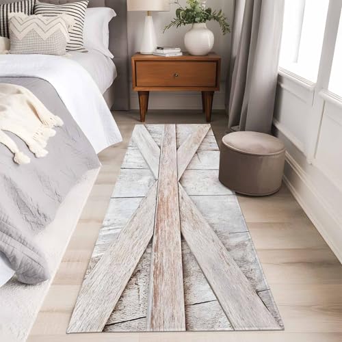 Wooden Plank Hallway Runner Rug 2x6 Ft, Soft Entryway Floor