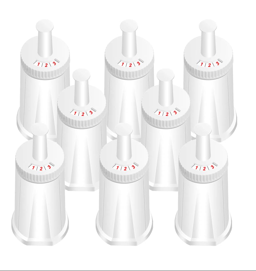 Filter - Replacement Water Filter Compatible with Breville Sage Claro Swiss For Oracle, Barista & Bambino - Compare to Part #BES008WHT0NUC1.Pack of 8(First use without adding coffee powder )