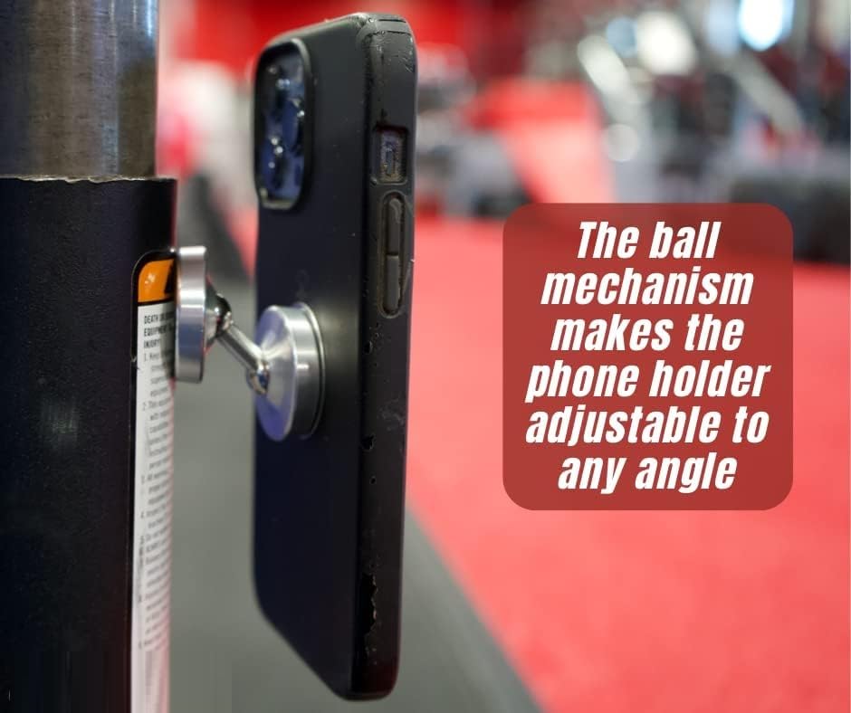 Image of FKU Dual Side Magnetic Phone Holder Stick Magnetically to Metal Surface Cell Phone Mount Fits Any Smartphone 360Degree Rotation for Selfie Video in Gym (Gym Dual Side MEGNETIC Mobile Holder)