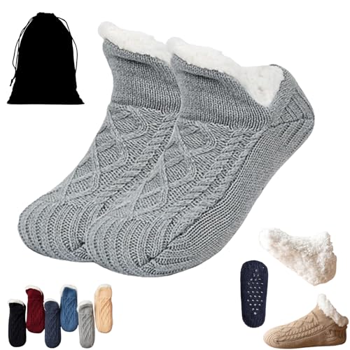 Admissioni Indoor Non-slip Thermal Socks,Fleece-Lined Non-slip Thermal Slippers Socks,Thermal Socks for Women,Men