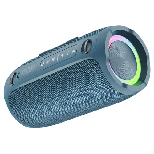 VROOMOTO S76 Altavoz inalámbrico portátil con tecnología BT 5.3 y altavoces de 50 W, serie estéreo, escena RGB, efecto de luz, soporte de sonido HiFi, tarjeta AUX BT TF, subwoofer de larga duración