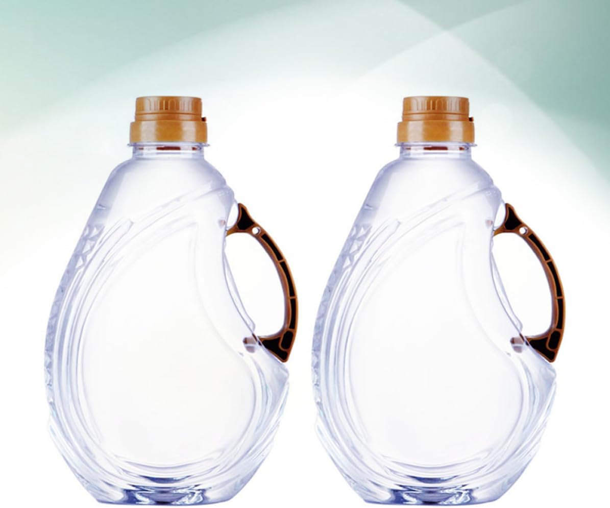 2 Pcs L Plastic Oil Bottle with Handle and Serrated Spout for Kitchen