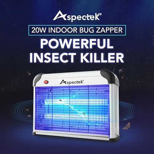 ASPECTEK Potente insetticida elettrico da 20 W per interni con forza di attrazione ultravioletta, insetti, insetticida mosche, antizanzare per interni (spina UE)
