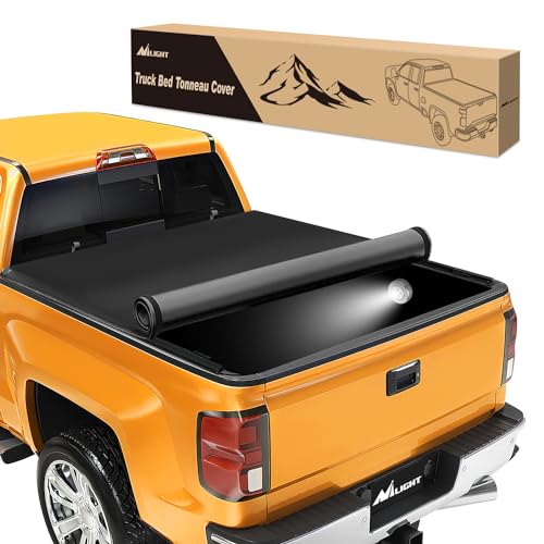 Image of Nilight Soft Roll Up Truck Bed Tonneau Cover Compatible with Chevy Silverado 1500 / GMC Sierra 1500 2014 2015 2016 2017 2018 5.8ft