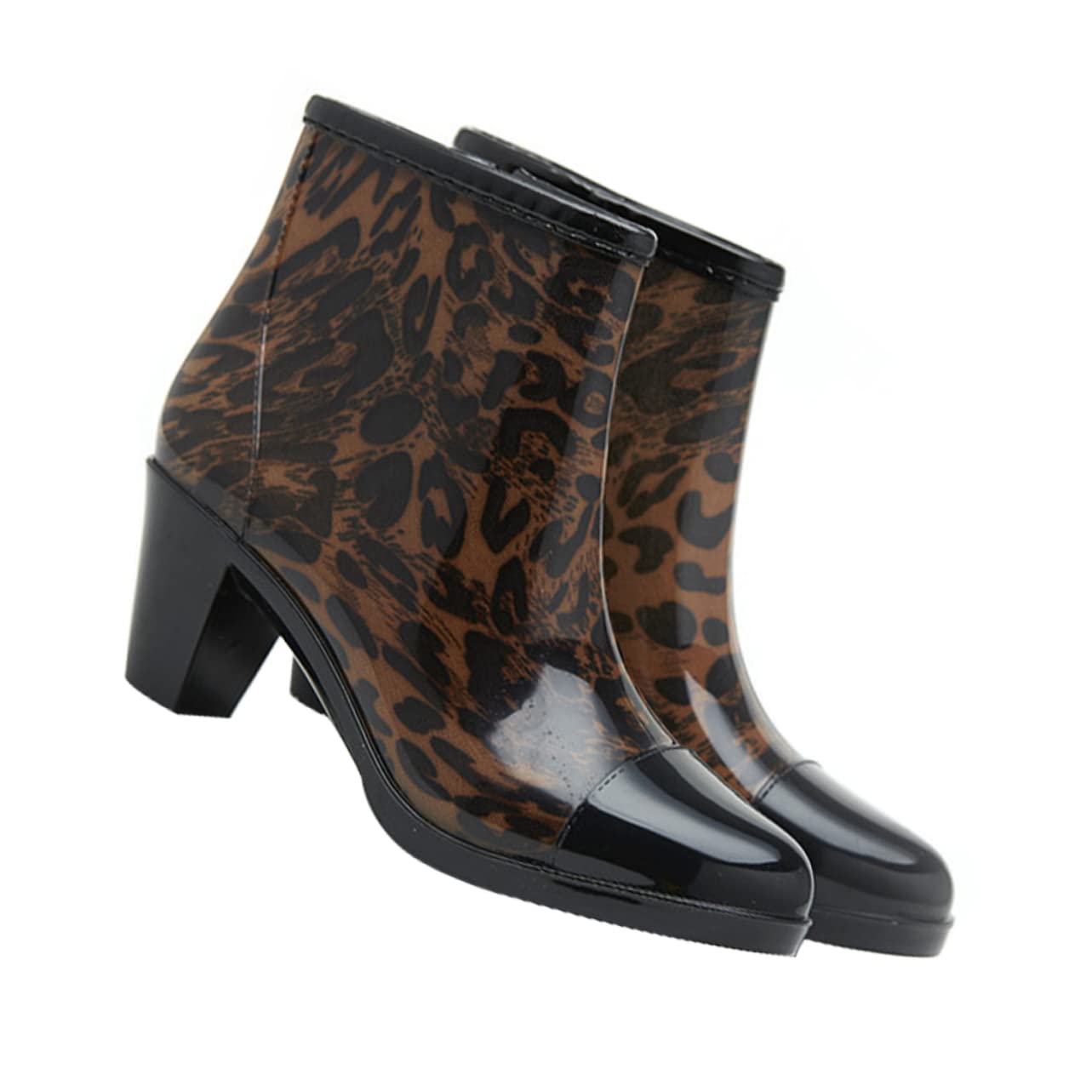 SHERCHPRY Botas de Lluvia de Tacón Alto para Mujer Cremallera Lateral