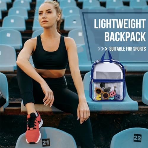 Image of Sweetude 12 Pcs Clear Backpack for Stadium Events Bulk 11.5x9.5x5.5 Inch Small Transparent Bag with Front Pocket for Concert Travel (Multicolor)