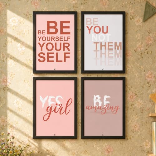 Image of PAINTINGMANTRA motivational wall frames Painting for living room, Motivational Quotes Posters for office, Home, Set of 4, 9x13 Inch