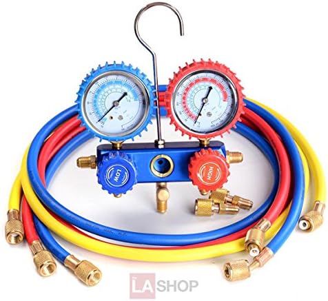 AC Refrigerant R410a Manifold Gauge Set 2 Valve w/ 3 Hoses