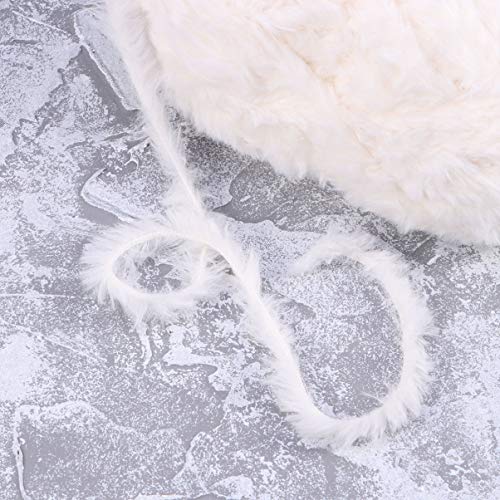 Heallily Super Soft Fur Yarn Chunky Fluffy Faux Fur Yarn Eyelash Yarn For Crochet Knit 2Pcs (White) #TOP7