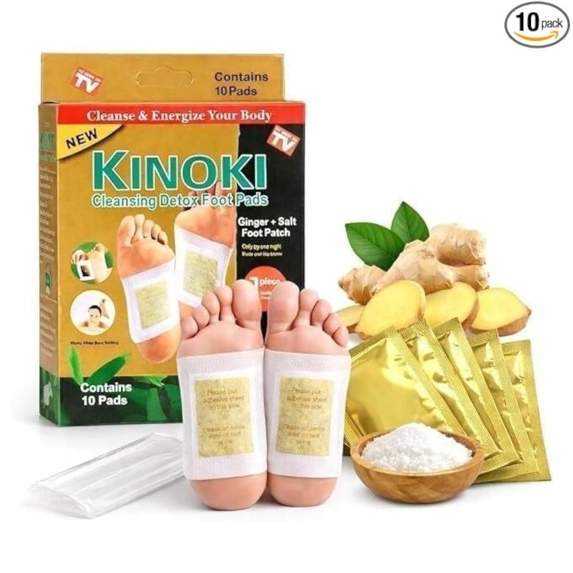 Kinoki Detox Foot Pads Ginger & Salt Adhesive Patches