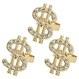 Generic 3 PCS Dollar Sign Ring Hip Hop Dollar Symbol Ring Punk Rock Ring Rappeur Costume Bijoux pour Les Meilleurs Amis Sisters Cadeaux