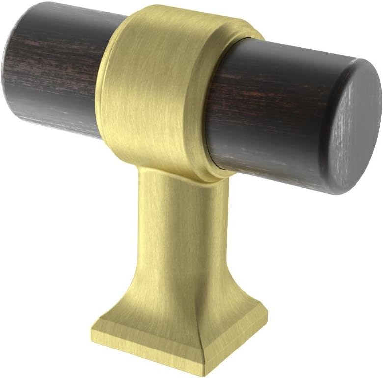 Liberty 1-9/16 in. (40mm) Vintage Black Wood Bar Cabinet Knob with Bayview Brass
