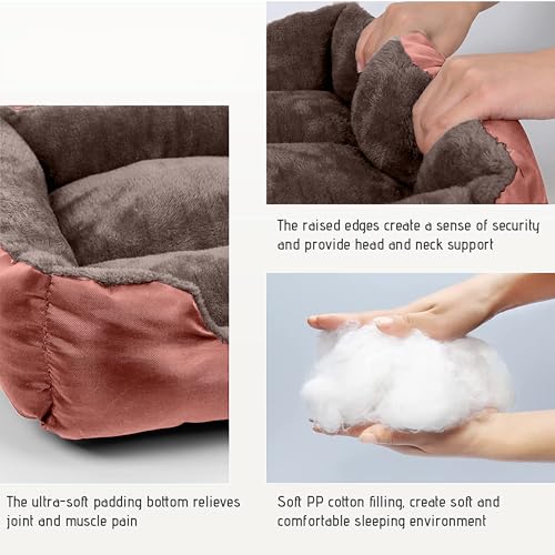 Image of SITSNOOZE Reversible Orthopedic Donut Dog Bed Large Size for Pets 10 to 20 kg Washable Cotton Sofa for Labrador, German Shepherd and Golden Retriever (Brown & Rose Gold, L)
