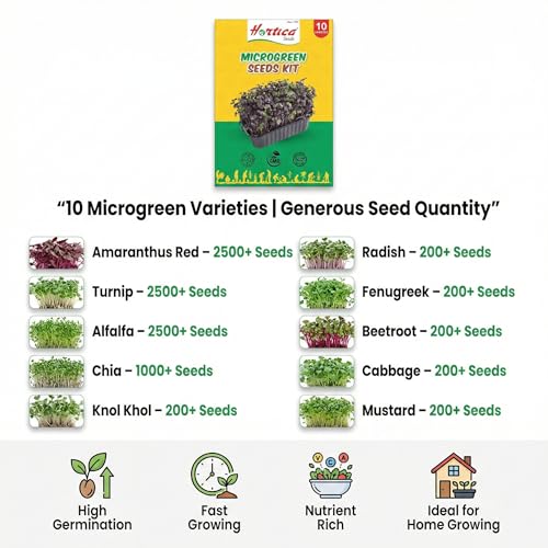 Image of Microgreen Seeds Kit | Pack of 10 Varieties - 10,000+ seeds | High Germination | Easy to grow
