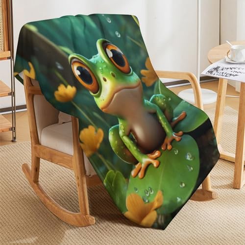 Couverture polaire grenouille en flannel polyester chaud 150x200cm - 8