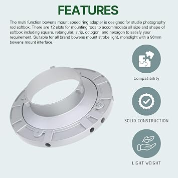 Fotoconic Speedring Speed Ring for Bowens S Studio Flash Strobe Monolight Softbox