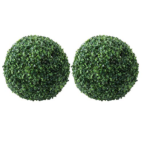 PRETYZOOM 2 Pièces Artificielle Buis Boule Topiaire Faux Plantes Boules Décoratives pour L'intérieur Jardin en Plein Air Accueil De Mariage Balcon Décoration De Jardin 18Cm